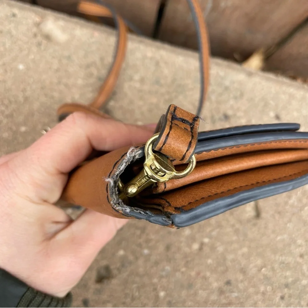 Women’s Brown Wallet Gold Logo and Shoulder Strap